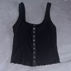 Small F21 Black Button-Up Tank Top